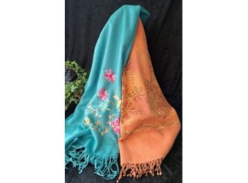 2 Beautiful Embroidered Scarves