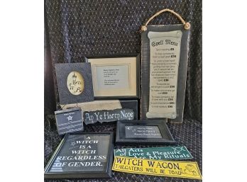Collection Of Framed Witchy Wall Hangings