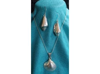 Sterling Sea Shell Earrings & Pendant
