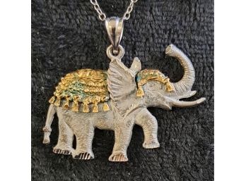 Sterling Elephant Pendant With Chain
