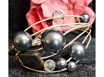 Handcrafted Wire And Bead Cuff Bracelet