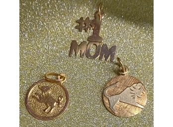 Trio Of 14k Gold Pendants / Charms
