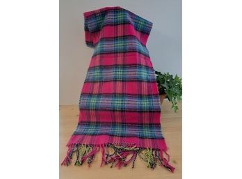 Gorgeous Pink And Blue Plaid Scottish Cashmere Scarf