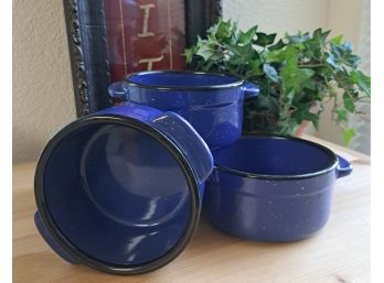 4 Blue Von Pok And Chang Soup Bowls