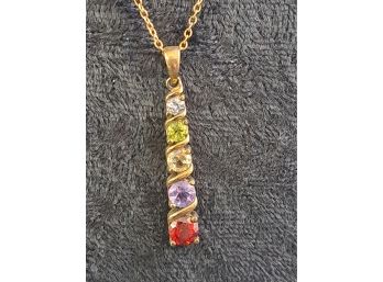 Sterling Multi-stone Pendant And Chain
