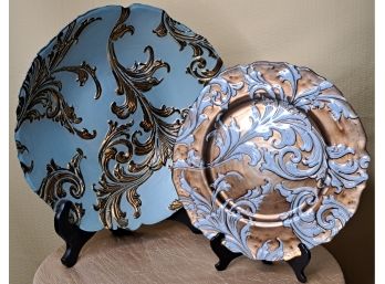 Beautiful Painted Glass Plates With Stands