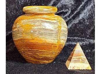 Agate Vase And Pyramid From Pakistan