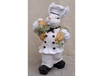 Painted And Glazed Pottery Chef Bunny