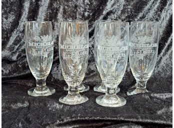 Set Of 6 Michelob Etched Lager Glasses