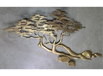 Beautiful MCM Solid Brass Abstract Tree Wall Hanging