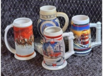 Collection Of 4 Budweiser Steins