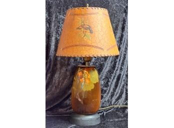 Vintage Weller Or Owens Lamp With Painted Shade