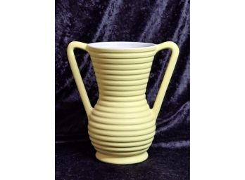 Vintage Coors Matte Yellow Ringware 2 Handle Vase