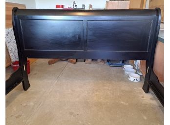 Black Painted Wood King Size Sleigh Bed