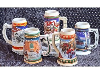 Collection Of 5 Budweiser Steins