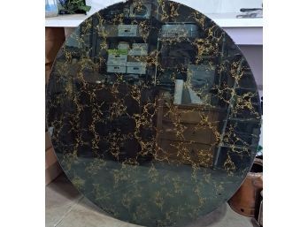 Gold Vein And Blackened Circular Mirror/ Table Top