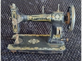 Antique White Rotary Sewing Machine As Is