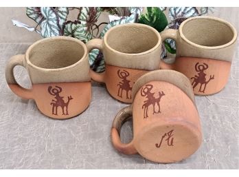 Set Of Four Pottery Mugs From Chili