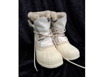 Ladies Sorel White Leather Snow Boots Size 9
