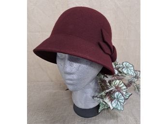 Gorgeous Wine Colored Wool Cloche/ Hat