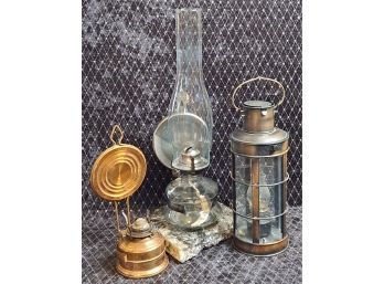 Trio Of Vintage Oil Lamps