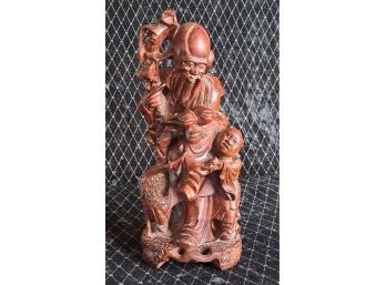 Vintage Carved Rosewood Chinese Figure Of Shou- Xing