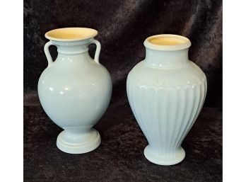 Pair Of Vintage Coors High Gloss Blue Vases