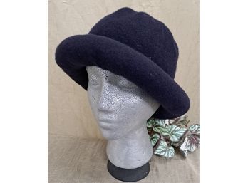 Navy Blue 100 Wool Cloche/ Hat
