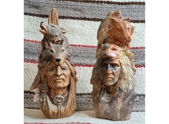 Pair Of Native American Totems