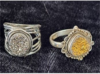 Two Sterling Silver Drusy Rings