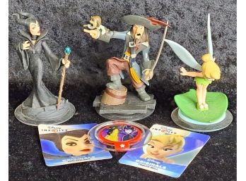 Disney Infinity 1.0 Captain Hector Barbossa, 2.0 Maleficent W/card And 2.0 Tinker Bell W/card And Disc