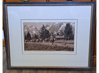 Beautiful Framed Photo 'A Pack Train In The Tetons' By Crandall