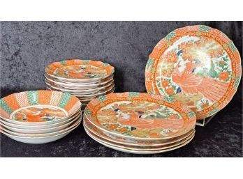 Vintage Arita Imari Peacock Japanese China Dishes