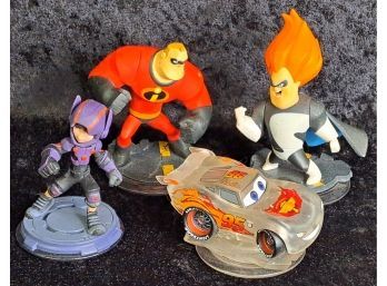 Disney Infinity 1.0 Mr. Incredible, 1.0 Syndrome, 1.0 Lightning Mcqueen  And 2.0 Hiro