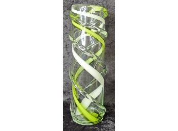 MCM Art Glass Hand Blown/ Swirls/spirals Vintage 15 14' Tall