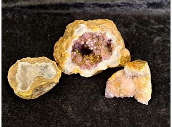 Sparkly Pink Amethyst Geodes And Natural Heart Shaped Agate Geode
