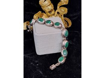 Sterling Silver & Malachite Bracelet