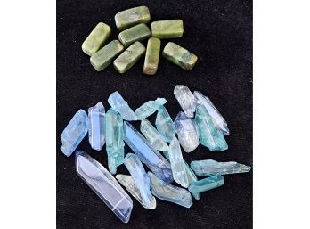 Natural Aqua Aura Crystals And Jade(colored) Stones