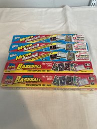 (5) Topps Micro Baseball Card Sets (2) 1991 (3) 1992