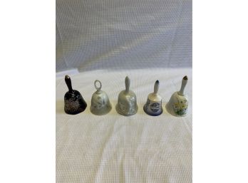 Lot Of 5 Vintage Ceramic/porcelain Bells