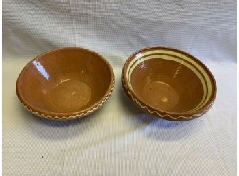 Vintage Glazed Pottery Bowls (2)