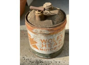 Vintage Wolfs Head 5- Gallon Oil Can Very Hard To Find.