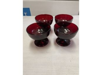 Set Of 4 Cranberry Glass Cups