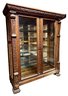 Beautiful 19th C. Oak Display Cabinet With Decorative Carved Features