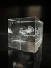 Three-Dimensional Engraved Art Glass Paperweight Cube