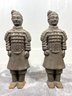 20th C. Cast Iron Chinese 'Terracotta Warrior' Andirons