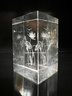 Three-Dimensional Engraved Art Glass Paperweight Cube