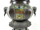 An Antique Chinese Solid Bronze Cloisonne Censer