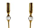 A Pair Of Valerio Albarello Candlesticks - Brass & Cut Crystal