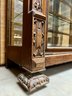 Beautiful 19th C. Oak Display Cabinet With Decorative Carved Features